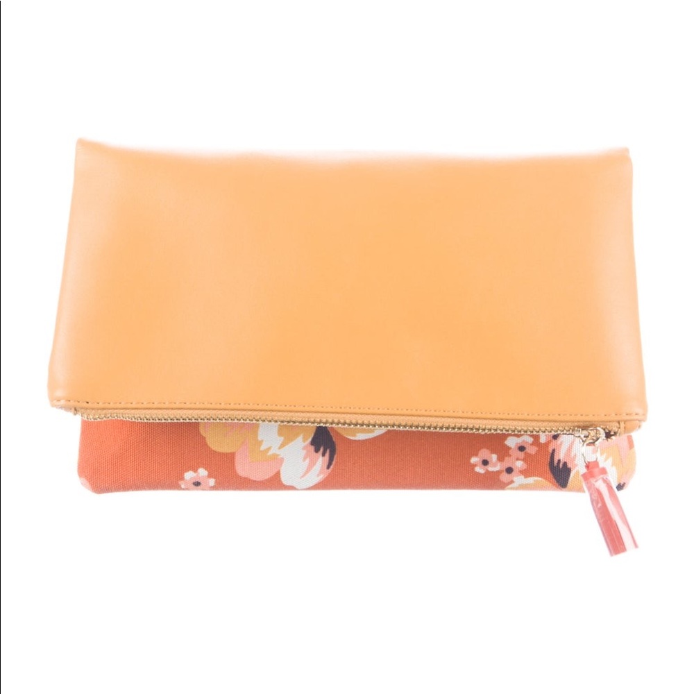 NEW Unused RACHEL PALLY Leather Trimmed Floral Clutch Bag